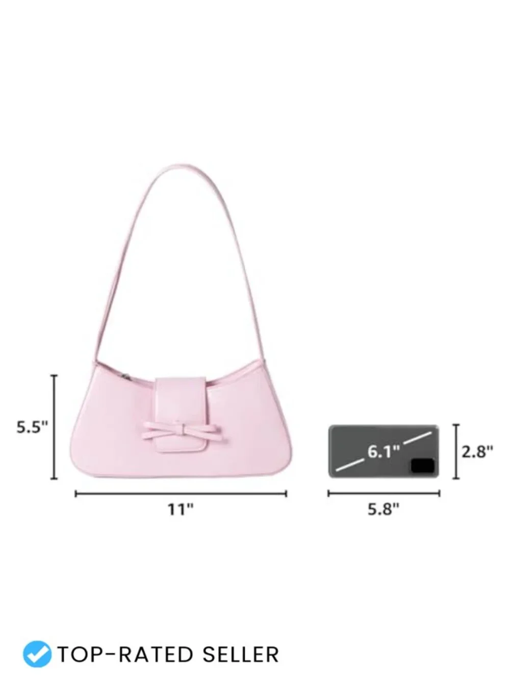 Patent Leather Hobo Shoulder Bag Zipper Closure Cute Bow Purse for Everyday